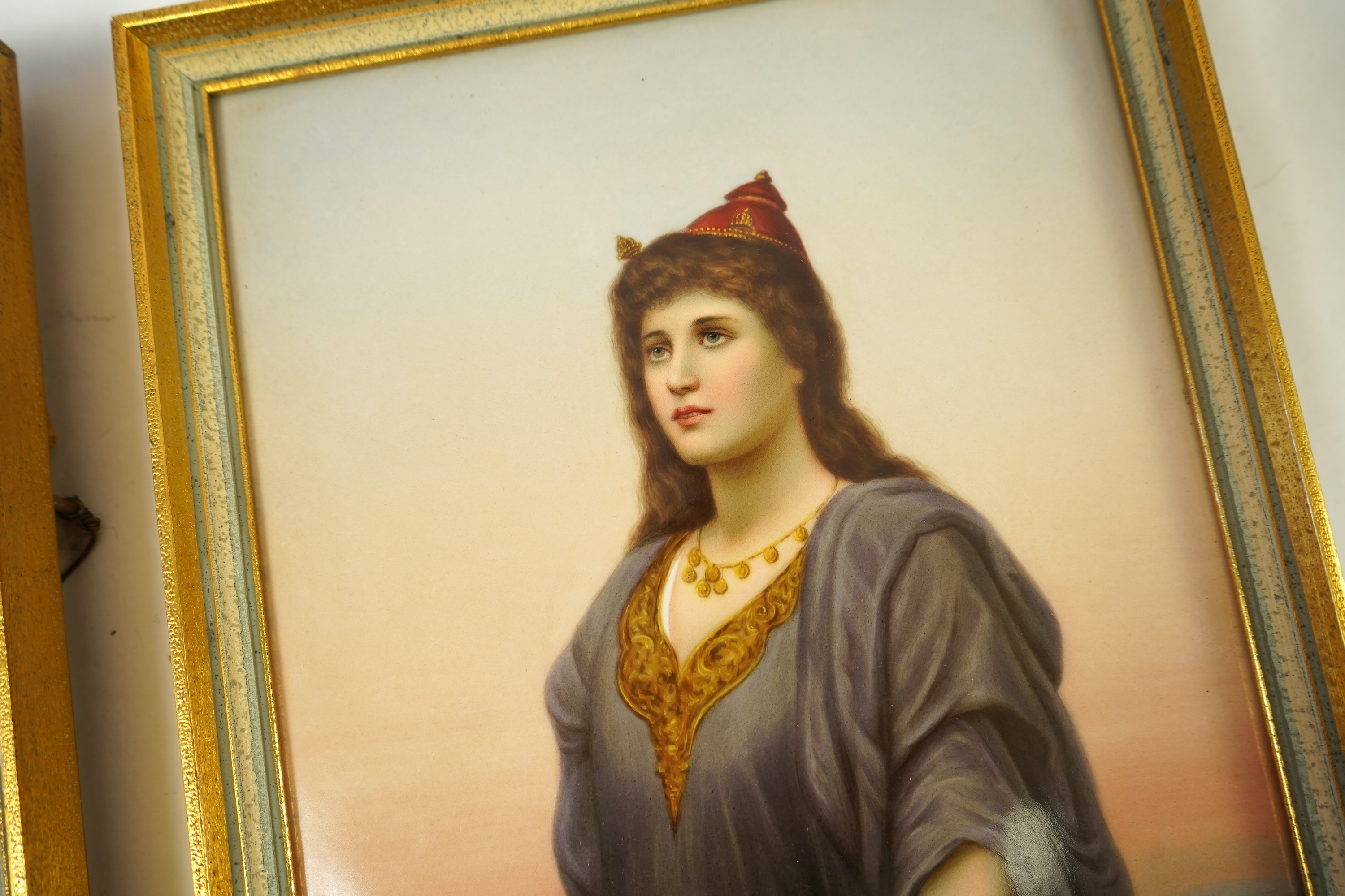 A pair of KPM Berlin porcelain plaques; Ruth and Esther